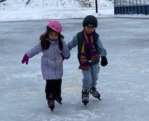 Dahlia and Mateo Marin had no difficulty taking command of the ice while skating for the first time ever at Lakefront Park on Dec. 26.