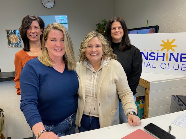 The Sunshine Social Club has been established to help young adults with intellectual and developmental needs. Organizers include, from left to right, Sarah Less, Leslie Hagen, Sara Ford and Darcy Brugger. Not pictured are Carrie Boegeman and Staci Herold. Laurie Hartmann / PL News Compass