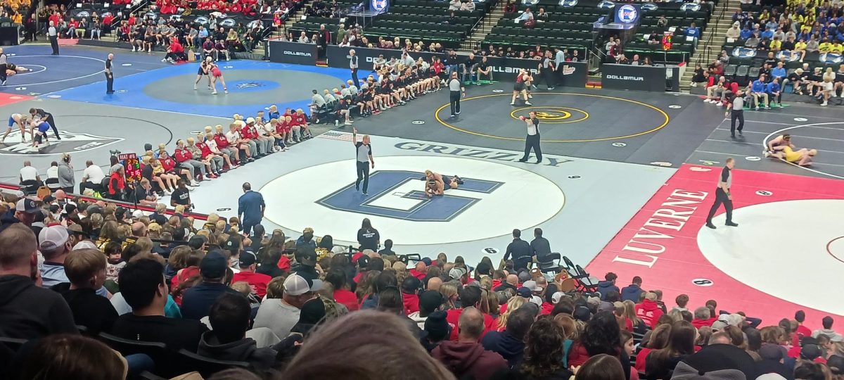 A wide view of the 2025 Minnesota state boys wrestling tournament. Randy Geister / PL News Compass