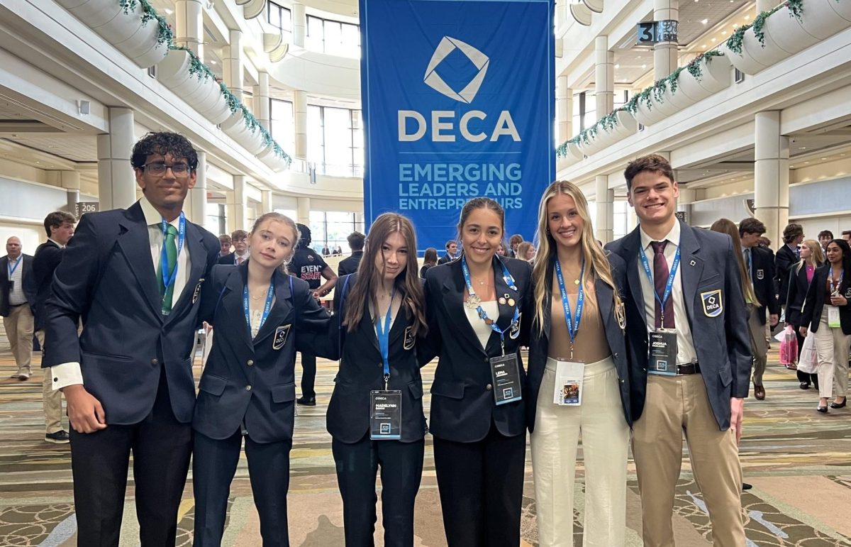 Prior Lake students attending DECA's international conference in Orlando included, from left to right: Dhruv Japa, Madi Banas, Liv Zirbel, Lena Johnson, Grace Cullen and Josh Pascanik. (Prior Lake High School)