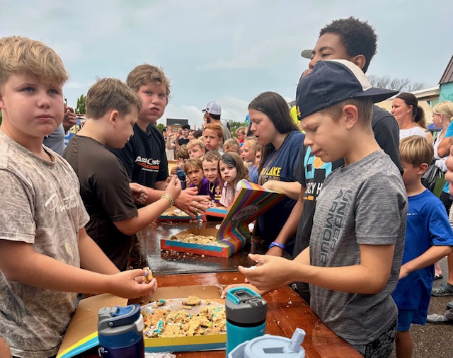 The cookie eating contest, a Saturday event during Prior Lake Days, drew many contestants and spectators.