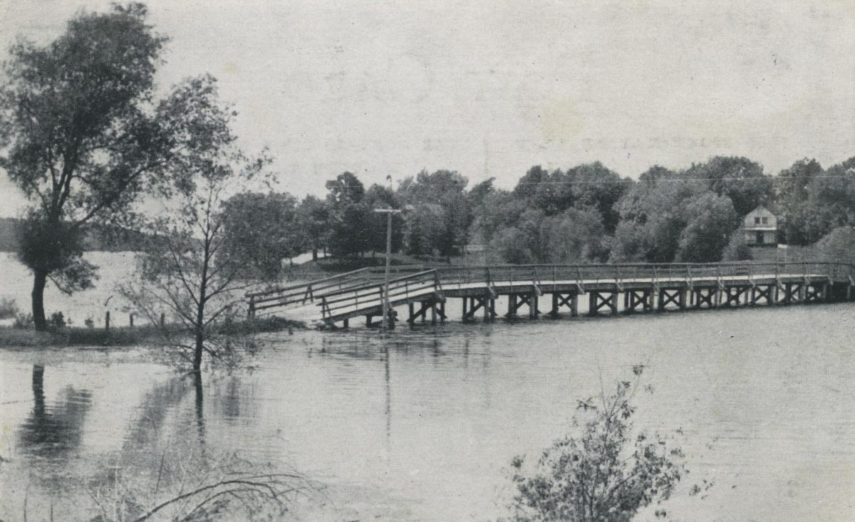 The original bridge built across the waters of Prior Lake in 1898 cost $769 to construct. (From the historical files of Kathy Dawson)