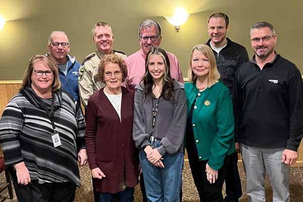 The FISH board of directors include, back row from left to right: Tom Christie, Sherriff Luke Hennen,  Commissioner Jon Ulrich and Adam Johnson; front row, left to right, Suzanne Arntson, Jane Wiley, Bailey Shanley, Terry Hassan and Jake Johnston. Not pictured: Commissioner Dave Beer and Sarah Gavert. 