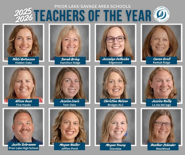Twelve PLSAS teachers were selected by peers for "Teacher of the Year" honors.