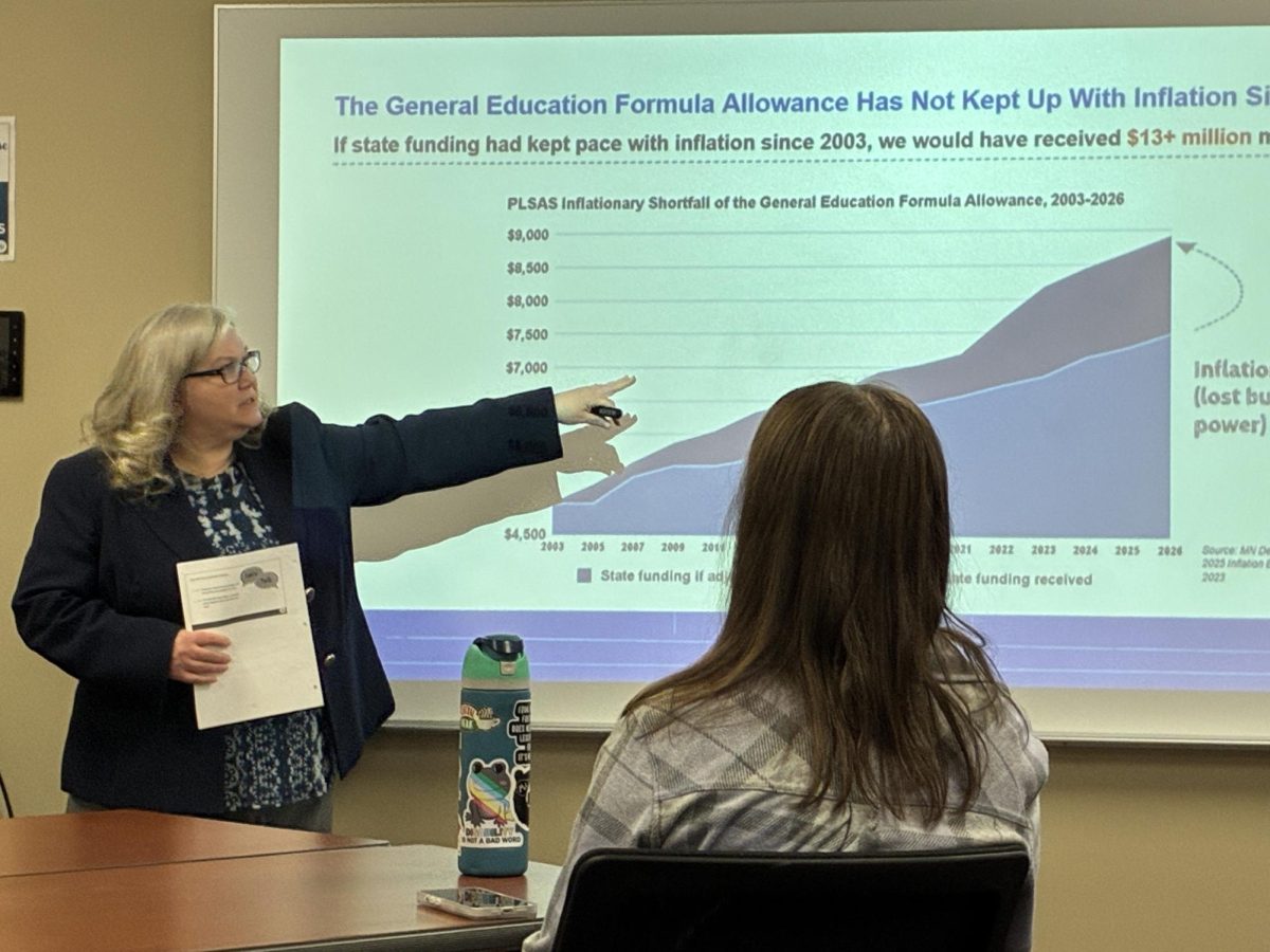 Lisa Rider, Executive Director of Business Services for PLSAS, explained current finance trends during the Feb. 10 town hall meeting.