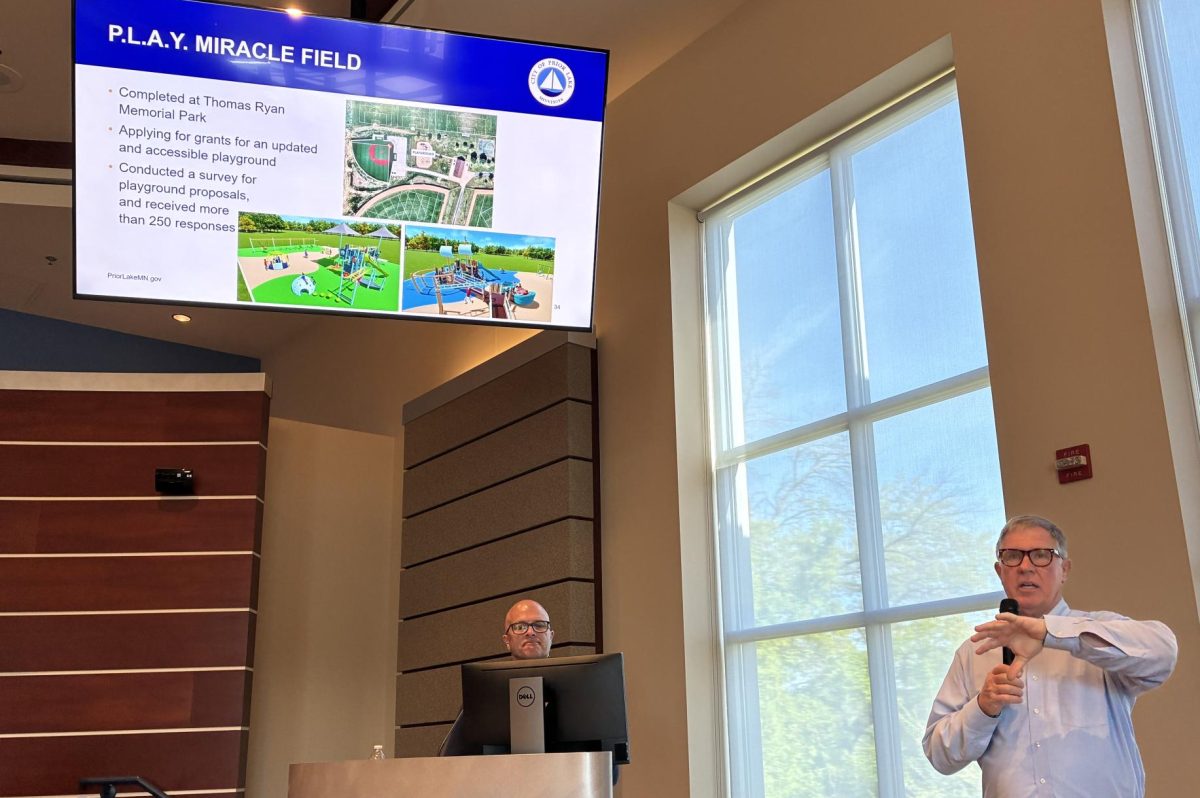 City Manager Jason Wedel and Mayor Kirt Briggs covered a wide variety of topics during the "State of the City" presentation for the Chamber of Commerce.