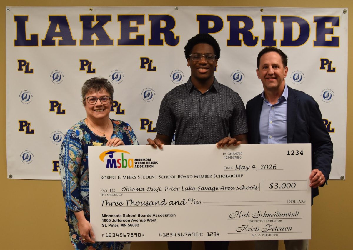 PLHS senior Obioma Osuji has been named one of three recipients statewide of the 2026 Robert E. Meeks Student School Board Member Scholarship from the Minnesota School Boards Association.