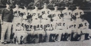 The 1966 Prior Lake Babe Ruth team remained in the top spot well into the summer months. Team members were, back row from left, coach Don Meyer, Mike Blumberg, Curt Schmidt, Steve Meyer, Tom Keckeisen, Les Harryman, Steve Engel and Bill White. Pictured in the front row were: Jim Grimmer, Dave Ryan, Lee Schommer, Rick Busse, Steve Conroy, Steve Borchardt, and Wayne Nacey. Not pictured were Kenny Blumberg and Dean Thurston.